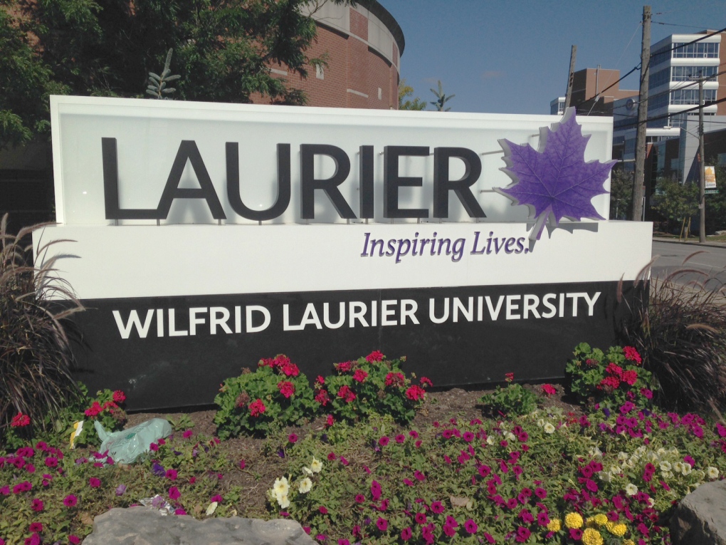 A sign is pictured outside Wilfrid Laurier University's campus in Waterloo, Ont., on Wednesday, Sept. 17, 2014. (David Imrie / CTV Kitchener)