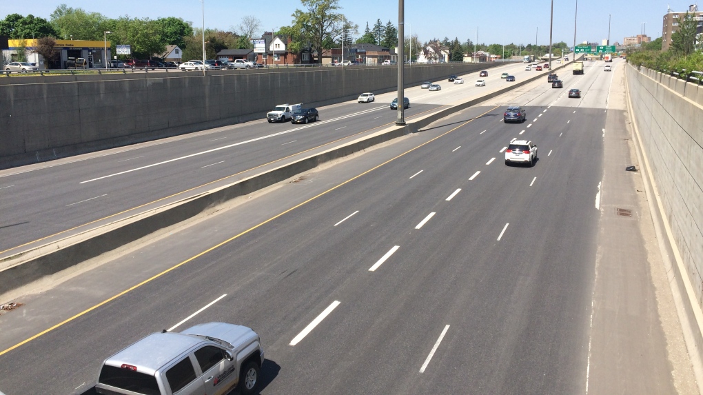 Traffic moves along Highway 8 in Kitchener on Wednesday, May 23, 2018. (Dan Lauckner / CTV Kitchener)