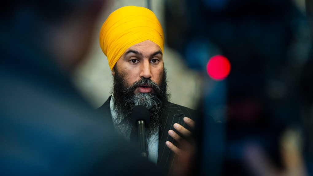 NDP leader Jagmeet Singh speaks to reporters following a meeting with Prime Minister Justin Trudeau on Parliament Hill in Ottawa on Wednesday, Nov. 13, 2019. THE CANADIAN PRESS/Sean Kilpatrick