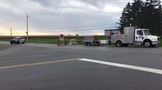 A road blockade set up near a crash in Wilmot Township (Chris Thomson / CTV Kitchener)