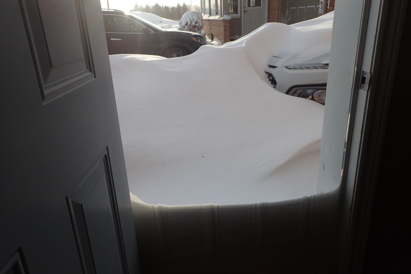 Deep snow blankets a driveway in St. Agatha, Ont. (Submitted/Barb Cooper)