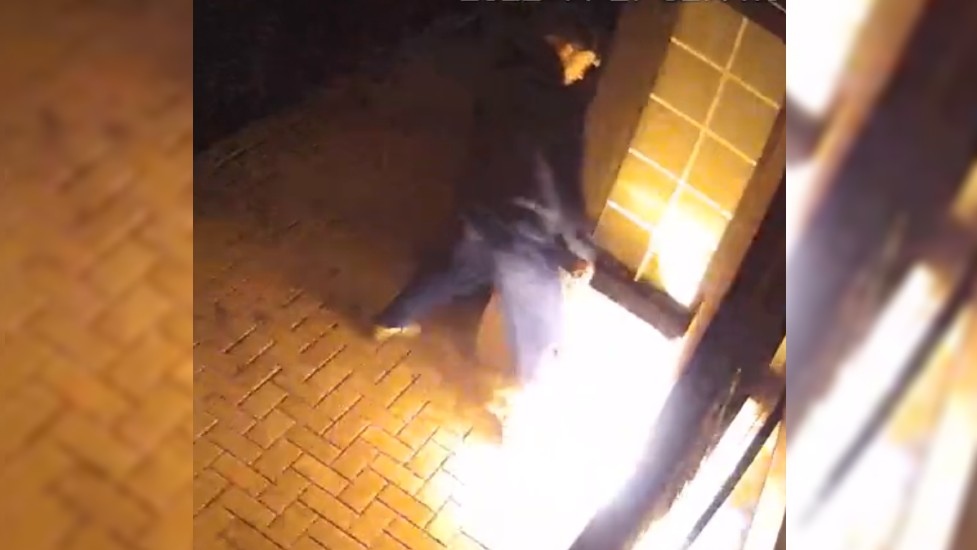 A still from a video that shows an individual involved in a suspicious fire in Woolwich Township. (WRPS)