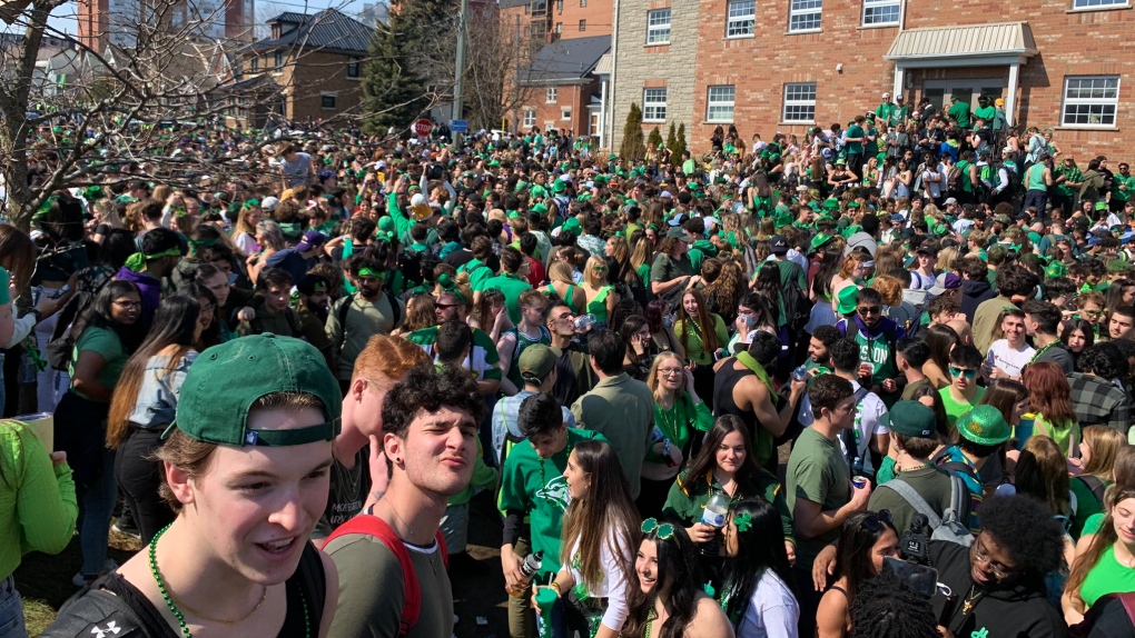 Police Close Streets As St. Patrick's Day Crowd In Waterloo Grows