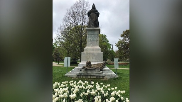 The Queen Victoria Statue in Victoria Park is seen on May 16, 2022. (Dave Pettitt/CTV Kitchener)