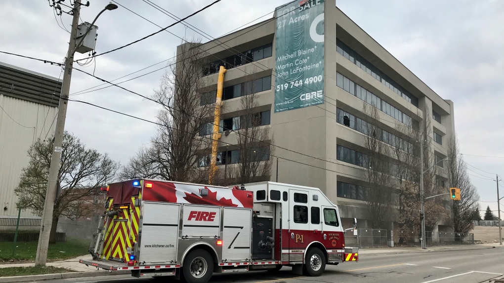 Kitchener Fire at the scene on Courtland Avenue. (Dan Lauckner/CTV Kitchener) (May 3, 2022)