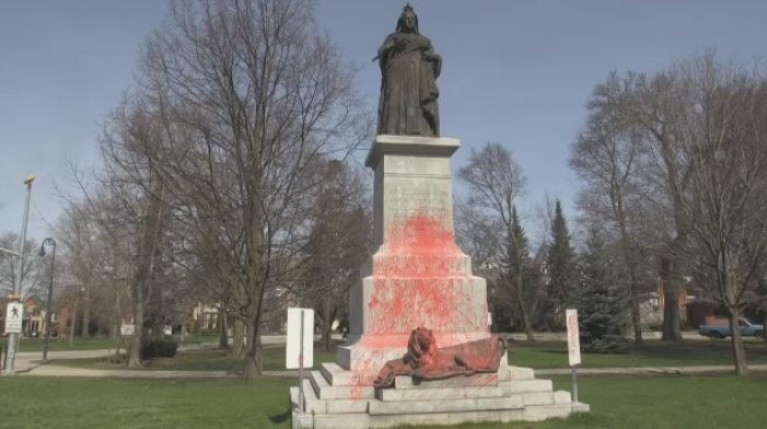 Queen Victoria statue in Kitchener doused in red paint