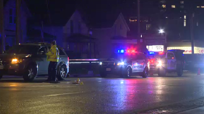 A collision investigation at Victoria Street North and Weber Street West in Kitchener on Sunday, Sept. 25, 2022. (Adam Marsh / CTV News)