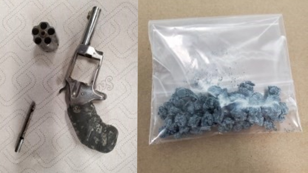 A gun and suspected blue fentanyl seized by Waterloo regional police on Jan. 17, 2023. (Submitted)