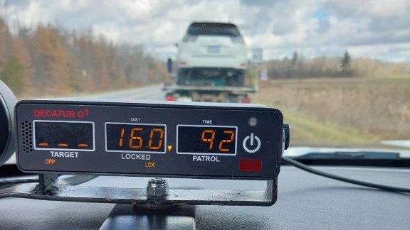 OPP say a man's car was impounded after he was caught driving double the 80 km/h speed limit on Highway 24. (X/OPP West Region)