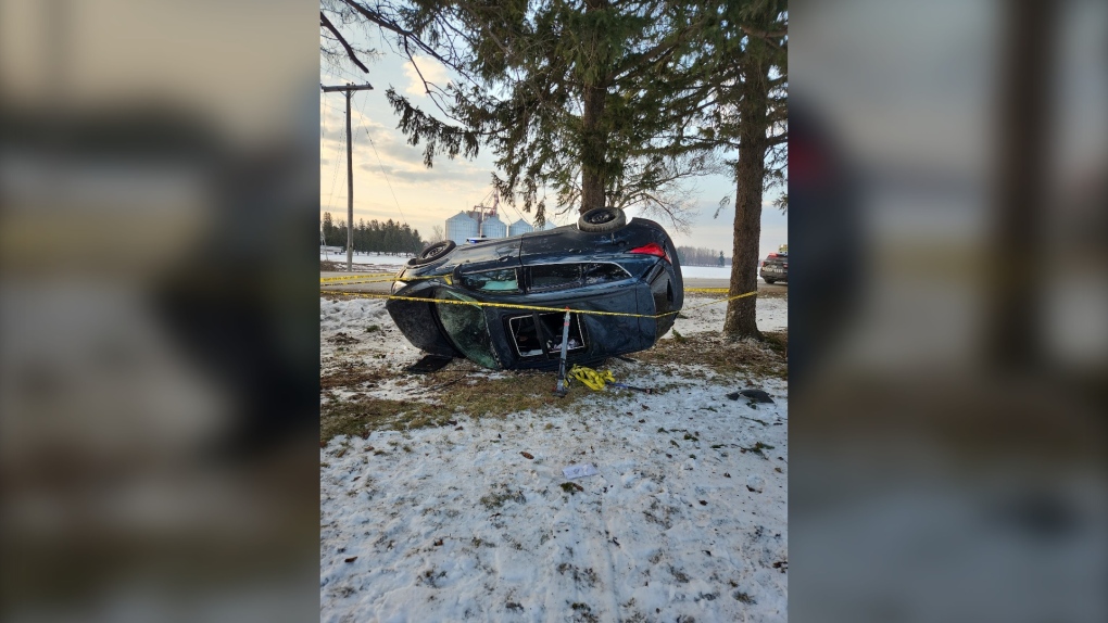 Stratford police said a driver has been airlifted to hospital after a crash on march 21, 2023. (Stratford Police Service)