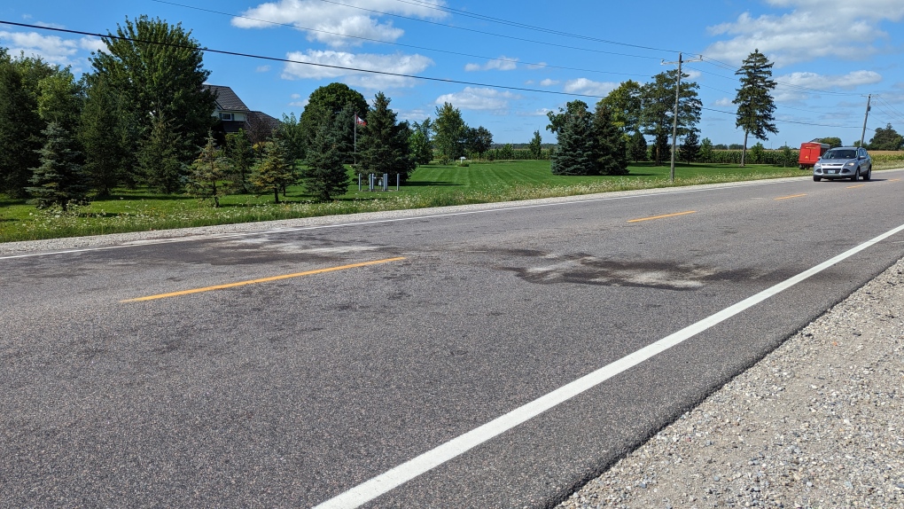 The site of a crash in Perth County that sent two people to hospital. (Dan Lauckner/CTV News)