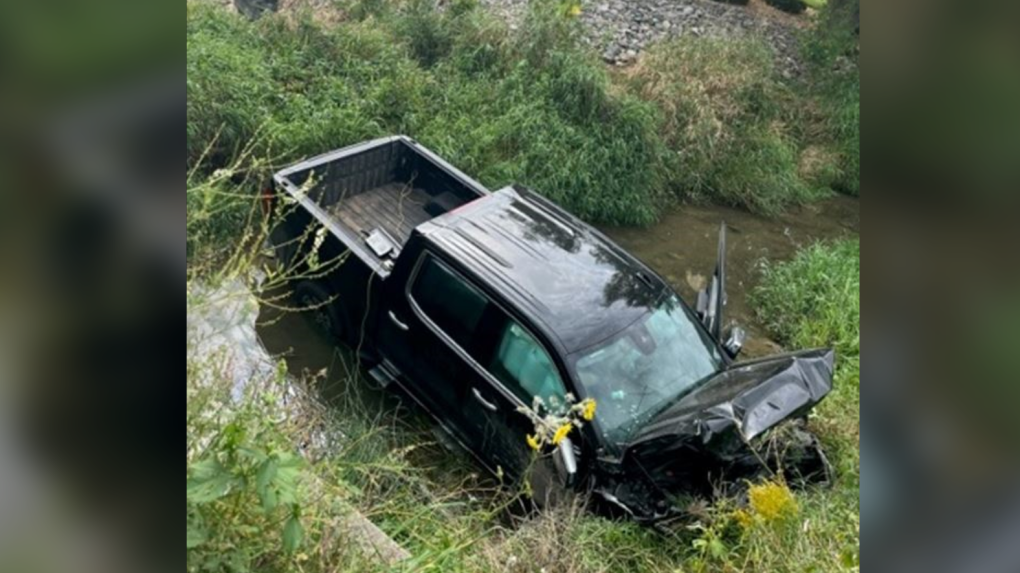 Crash in South Huron on Sept. 21, 2023. (Submitted/OPP)