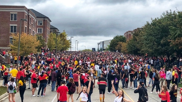 Revelers gather for University of Guelph Homecoming celebrations in this file photo from 2019. (CTV Kitchener)