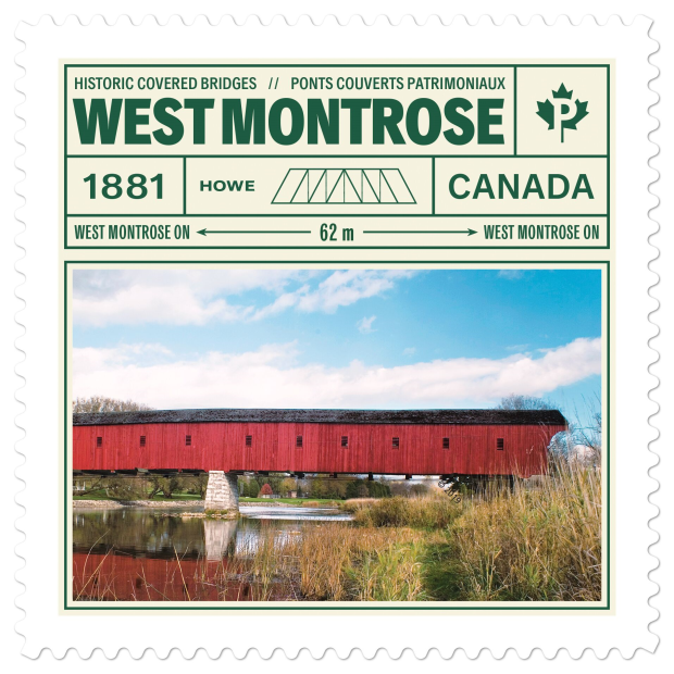 west montrose stamp canada post kissing bridge