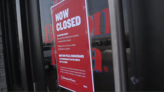 Boston Pizza closed sign
