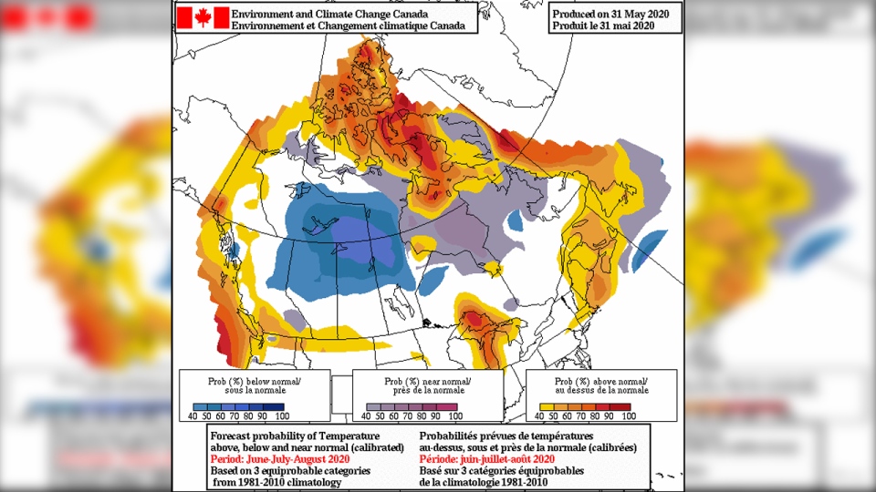 Forecast probability of temperature in Canada