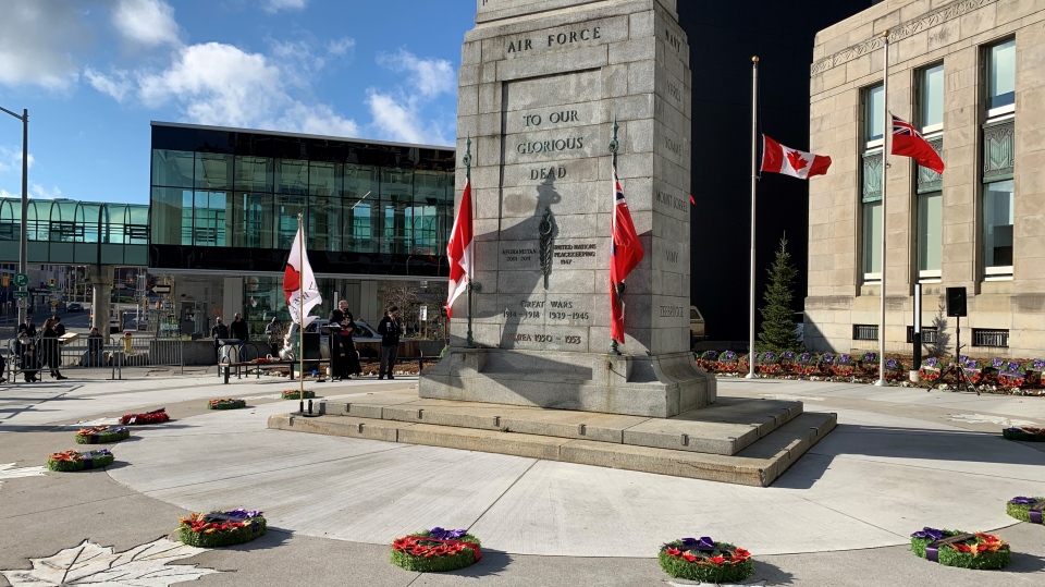 Kitchener cenotaph on Remembrance Day