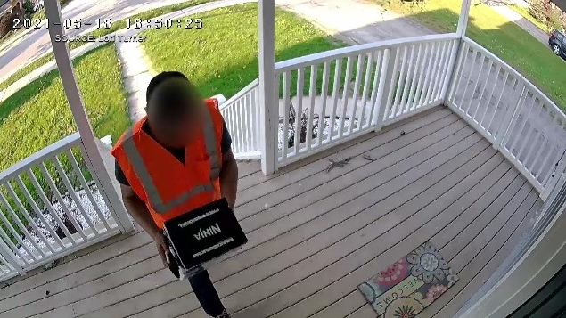 Delivery driver caught on camera stealing a packag